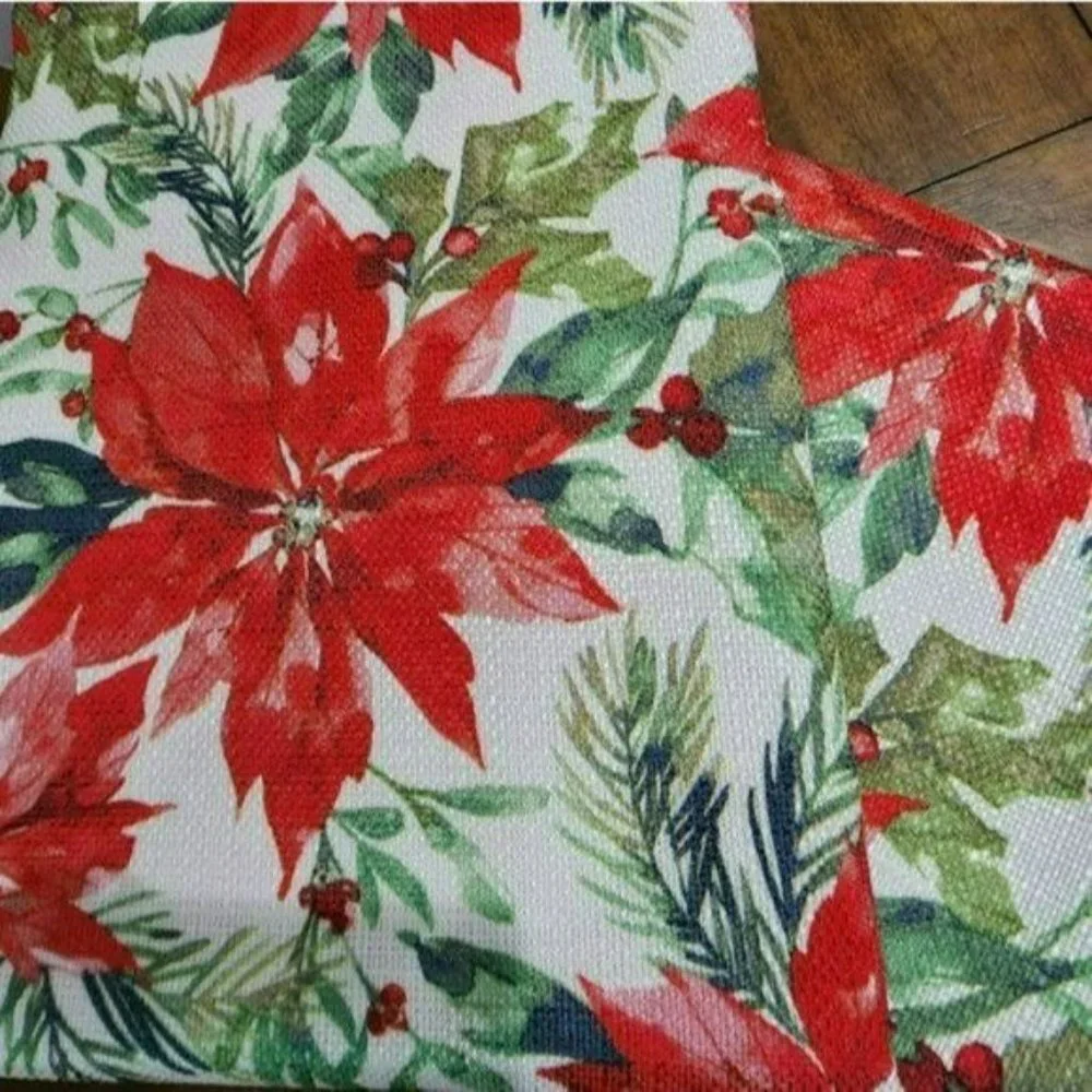 60x84in‎ Oblong Red Poinsettia Flower Christmas Tablecloth